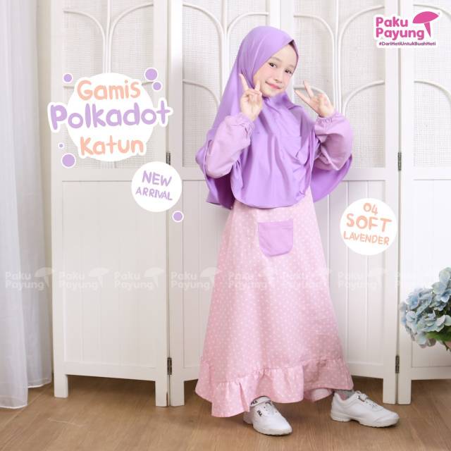 Gamis Polcadot Katun Uk. M, L , XL (sz 4-8th)