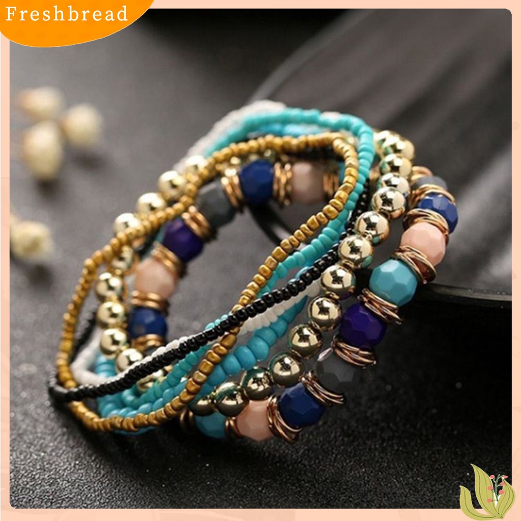 [TERLARIS]7Pcs/Set Women Boho Bohemian Mix Style Multilayer Elastic Beaded Bracelets for Banquet Party