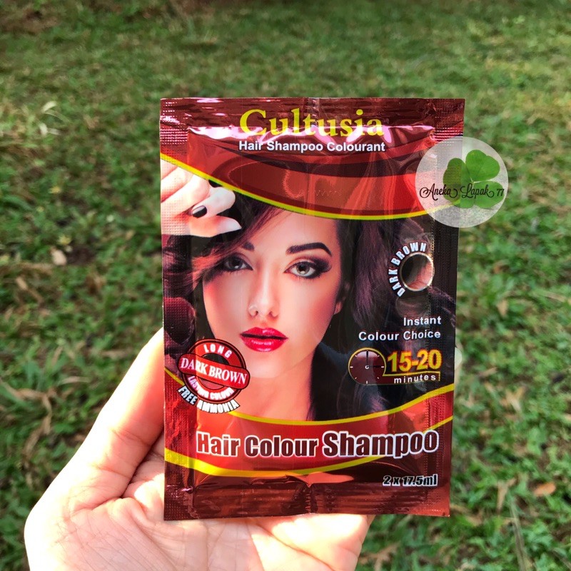 20 Sachet Shampo Cultusia Hair Colour Dark Brown  Shampo pewarna Rambut