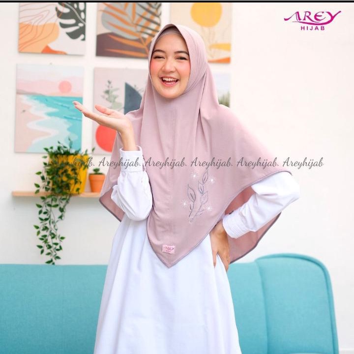 Arey Hijab Instan Husna Bordir Jersey Irish