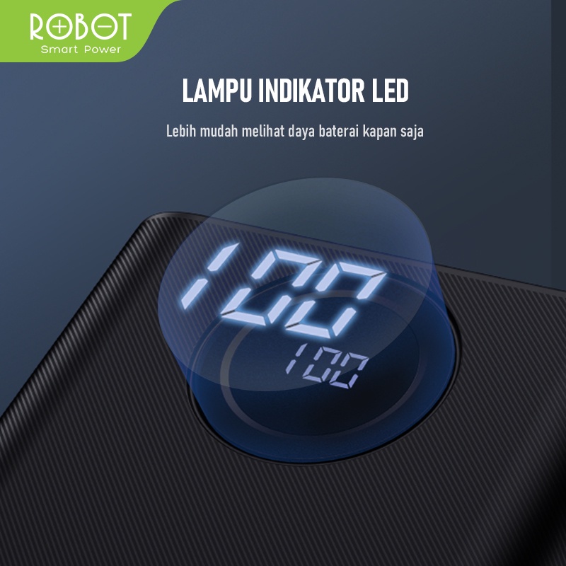 MURAH LEBAY PowerBank ROBOT 20000mah RT23 Quick Charging Powerbank 3 Port Input &amp; Output Led Indicator