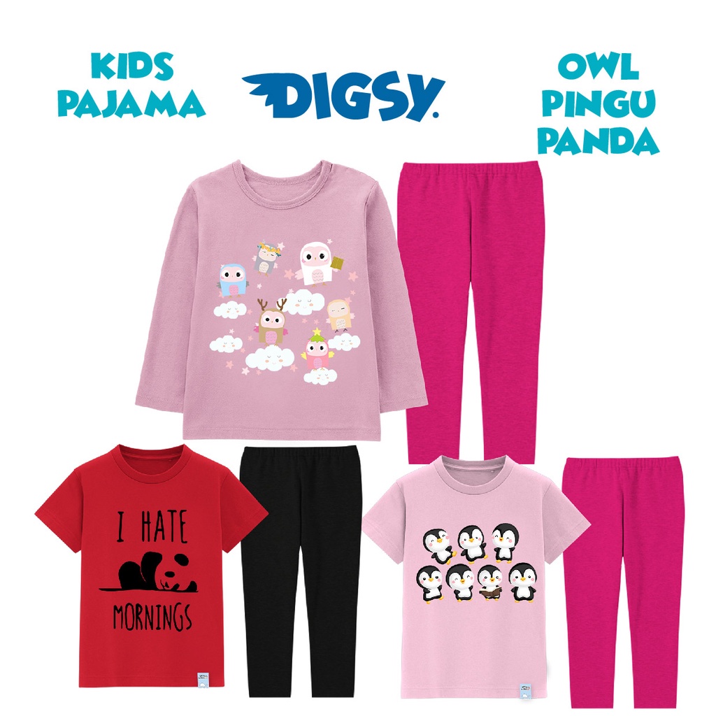 Baju Tidur Piyama Anak 2 Sampai 8 Tahun Burung HantuT Sleep Panda Katun Combed 30s Premium Lembut Da