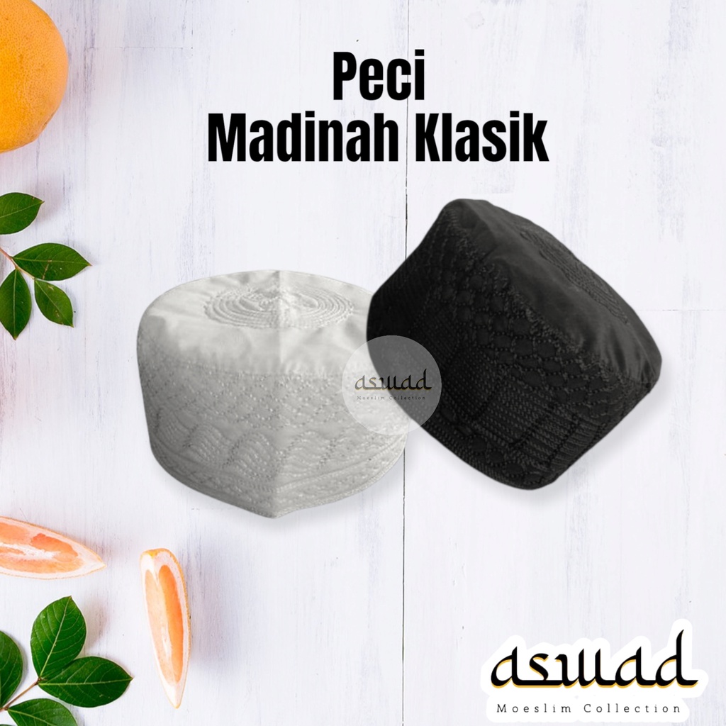 Peci Madinah/Peci Haji/Motif Klasik/Peci Madinah Hitam/Peci Madinah Putih