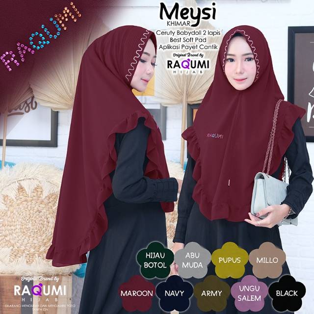 MEYSI ORIGINAL RAQUMI HIJAB | NEW RAQUMI HIJAB | RAQUMI SOLO | Jilbab Maroon | Jilbab Soft Pad