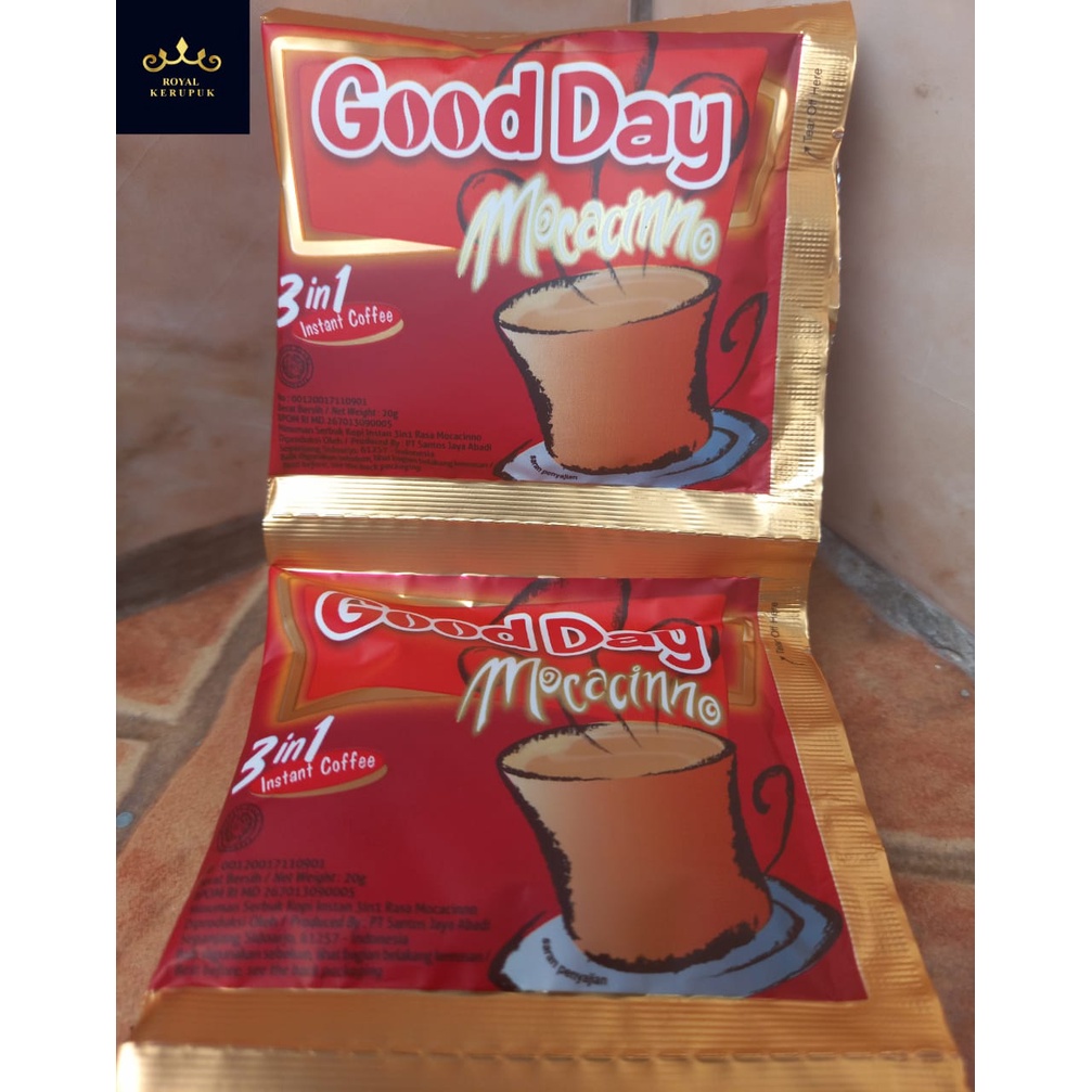 

Good Day Mocacinno Kopi 3 in 1 20 gram [1 renceng Isi 10 Sachet]