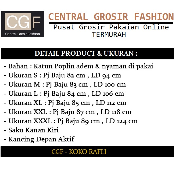 Koko Rafli  - Central Grosir Fashion (CGF) - Ukuran S-3XL - Matt Katun Poplin