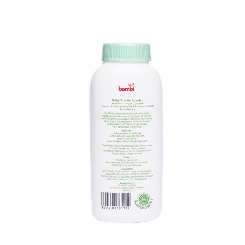 Bambi Baby Powder Prickly Heat 100gr - Bedak Bayi Anti Iritasi