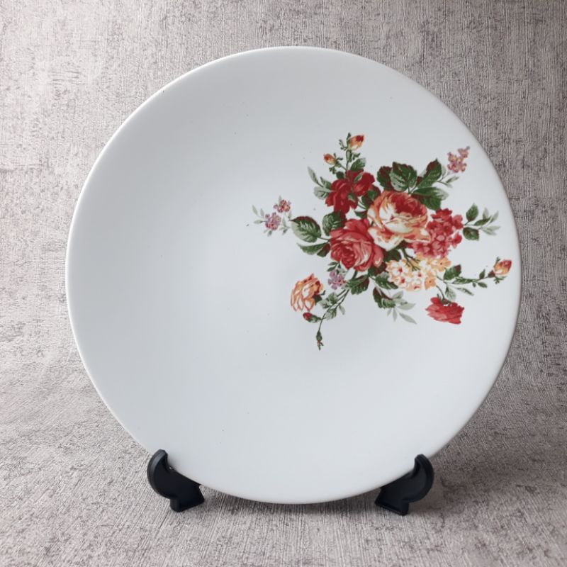 PIRING MAKAN KERAMIK MURAH / SALAD PLATE RUSTIC ukuran 21cm-Flower