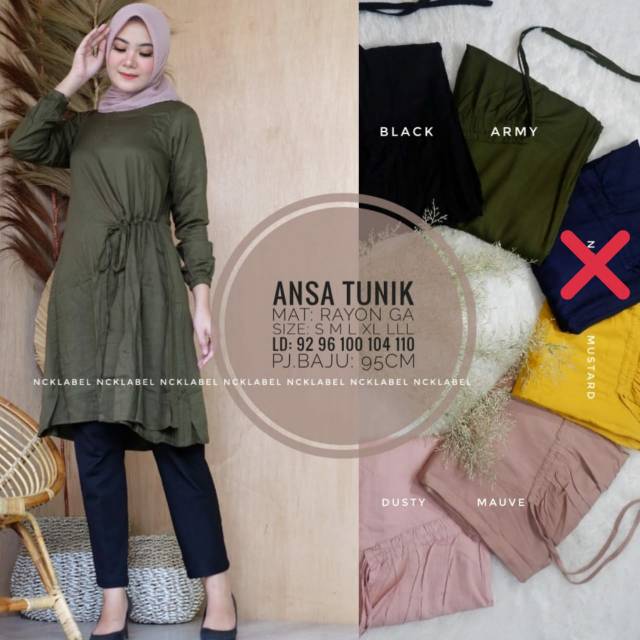 Ansa tunik polos bahan rayon by NCK