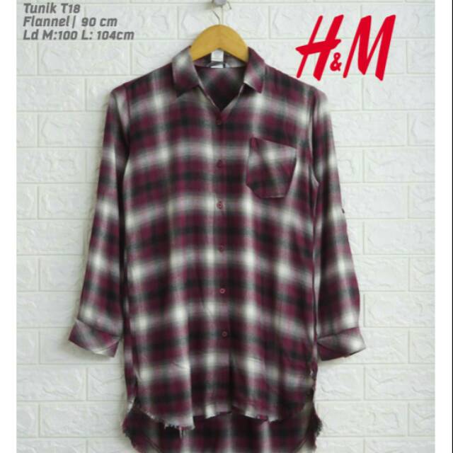 H&M flanel pink | kemeja wanita women Hnm H&m maroon basic shirt longsleeve kerja kantor casual
