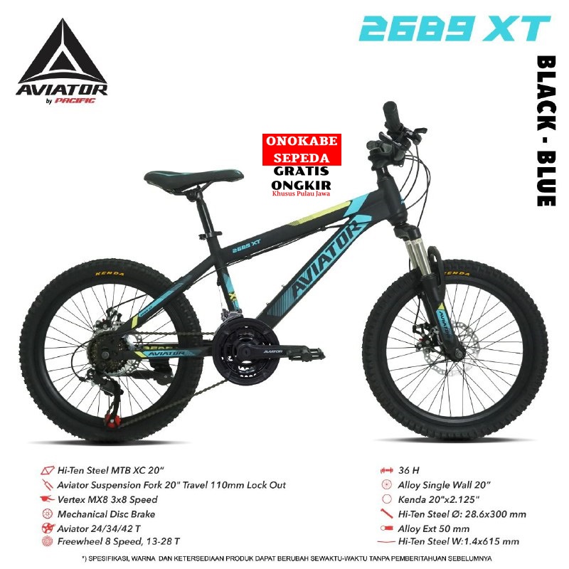 MTB 20 AVIATOR 2689 XT FL 3X8SP READY BLUE, GREEN, ORANGE, RED