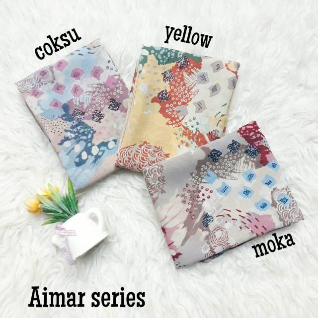 HIJAB AIMAR/HIJAB SEGIEMPAT/JILBAB SEGI EMPAT/KERUDUNG SEGI4/SQUARE MOTIF ABSTRAK/POLYCOTTON