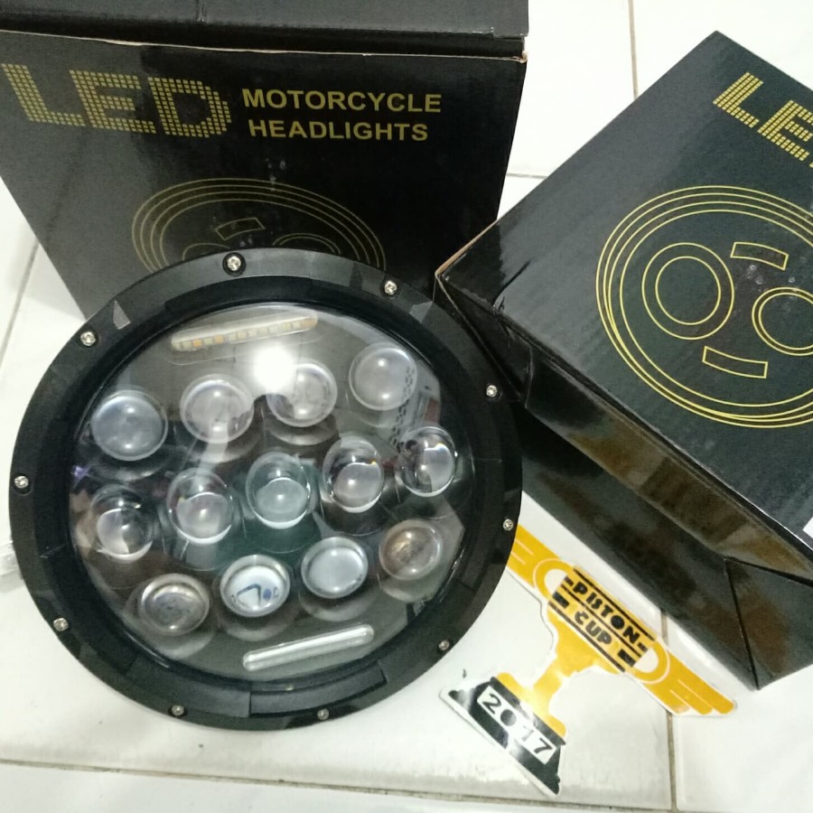 Lampu Depan Reflektor LED DAYMAKER Spider Eye 7 Inci Universal Motor Aksesoris Variasi Sparepart