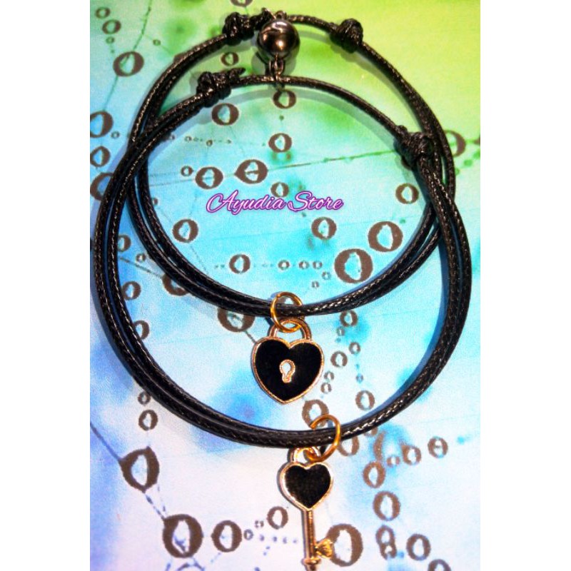 2pcs gelang magnet kunci gembok/gelang couple magnet kunci hati/gelang tali