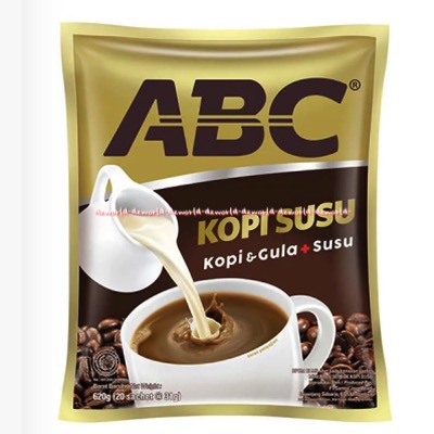 Kopi ABC Susu Kopi Isi 20 Sachet kopi gula yang khas dan krimer nabati yang nikmat bebas kolesterol