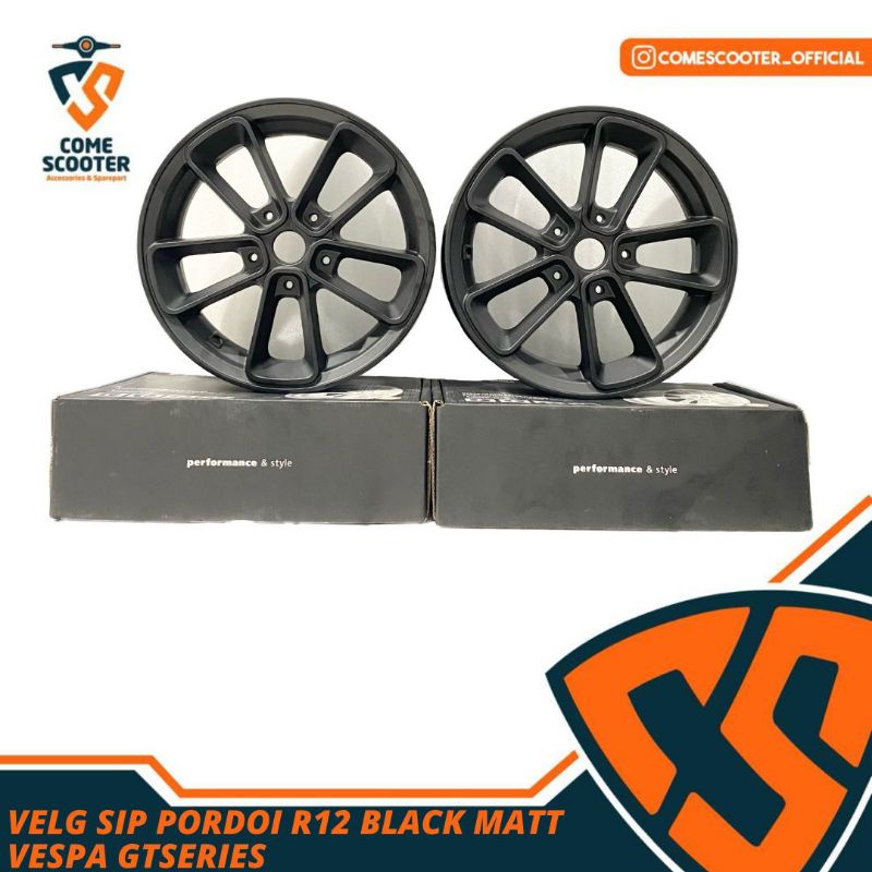 VELG SIP PORDOI R12 BLACK MATT VESPA GTS GTV GT SERIES