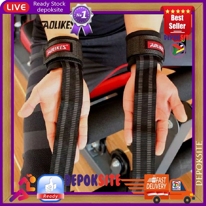 1 Pasang AOLIKES 7638 Pelindung Lengan Tangan Wrist Band Strap Hand Wrap Sarung Tangan Fitness Gym