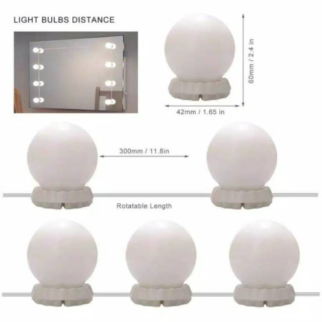 Lampu Cermin Rias MakeUp Wajah Led Vanity Mirror Light 10 Pcs