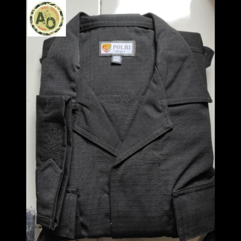 BAJU PDL JATAH POLRI ORIGINAL HITAM BRIMOB BAHAN RIPSTOK