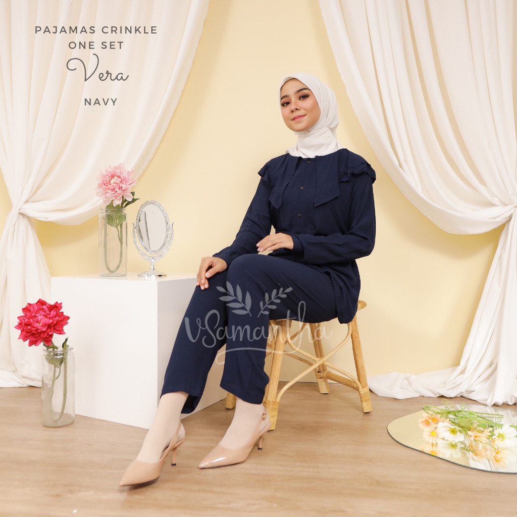 Pajamas / Piyama One Set Kemeja Rayon Crinkle Premium Vera