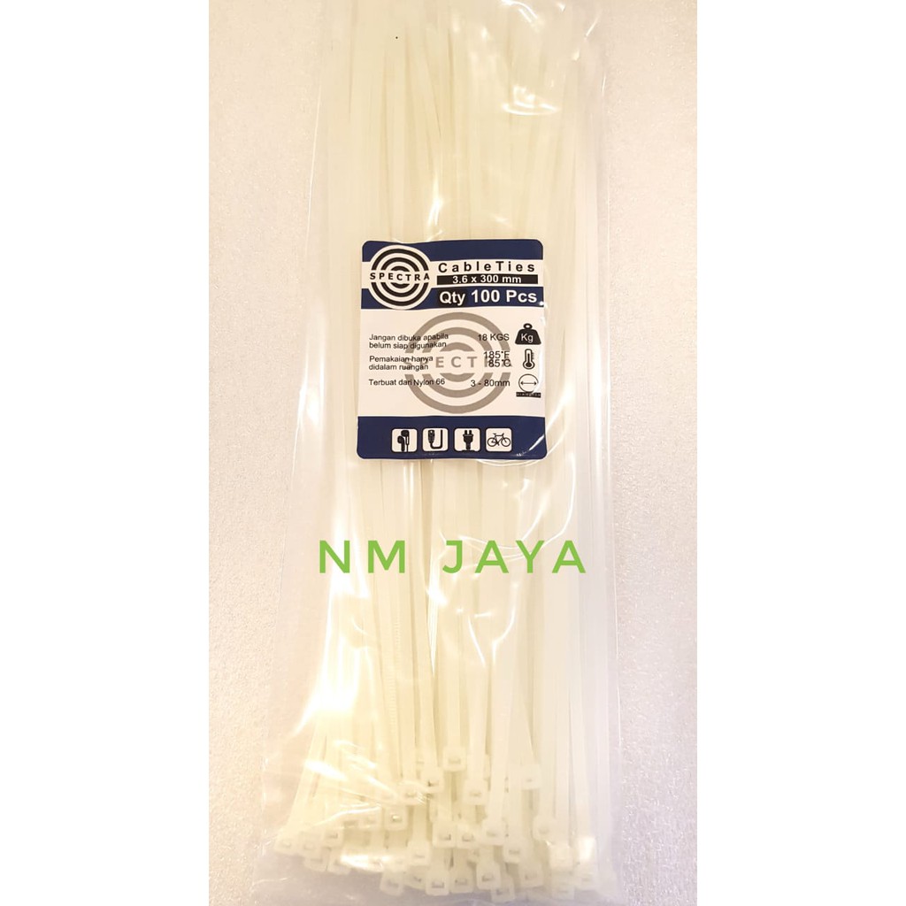 Kabel Ties 30cm Kabel Tis 3.6x300mm Qty 100pcs Putih Nylon 66 Spectra