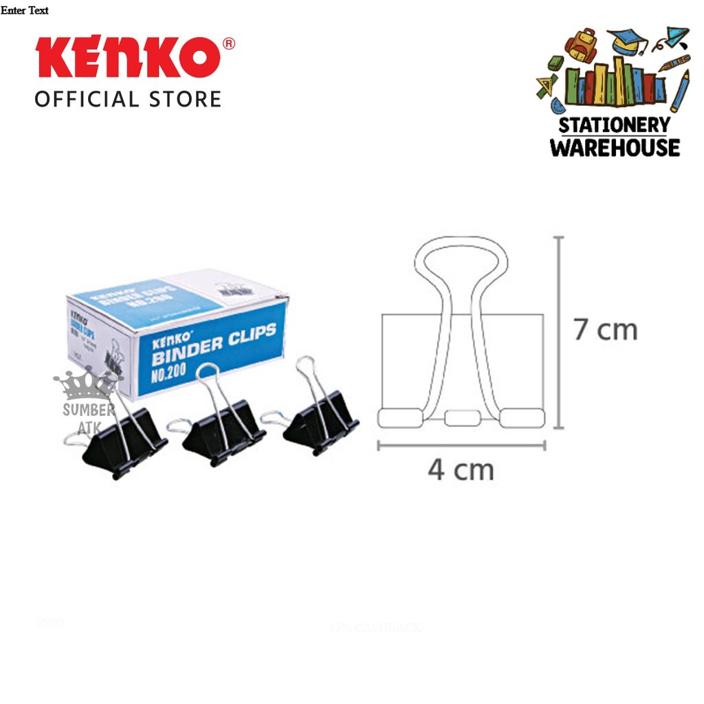 

BINDER CLIP KENKO No.200 / Jepitan Kertas - 1 Box isi 12 pcs