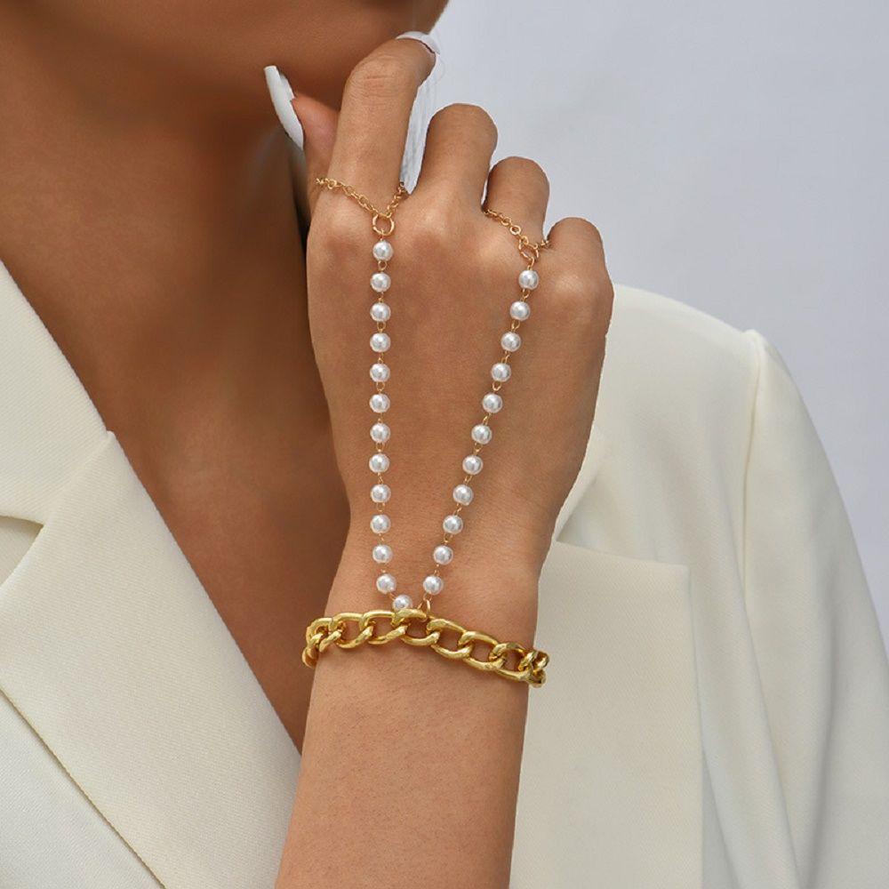 MXBEAUTY Link Rantai Gelang Untuk Anak Perempuan Adjustable Mutiara Kupu-Kupu Bohemia Multi Layer Terkait Hand Harness