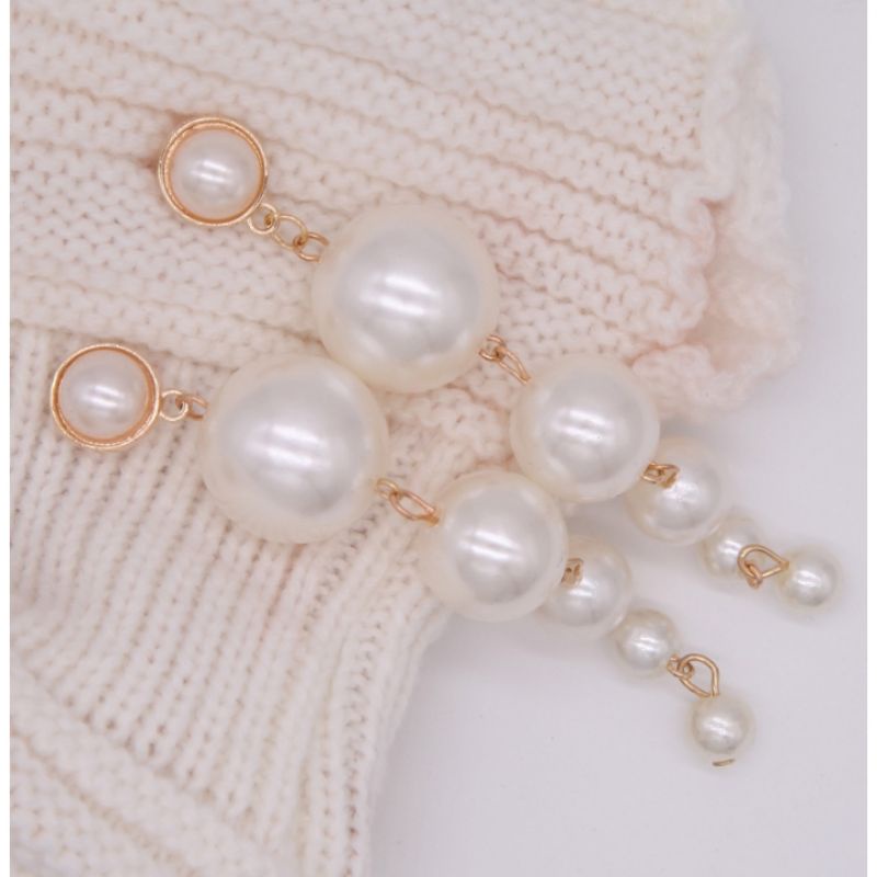 Anting mutiara tusuk juntai panjang / Anting Korea / Anting Pesta / Anting mewah/ Mutiara