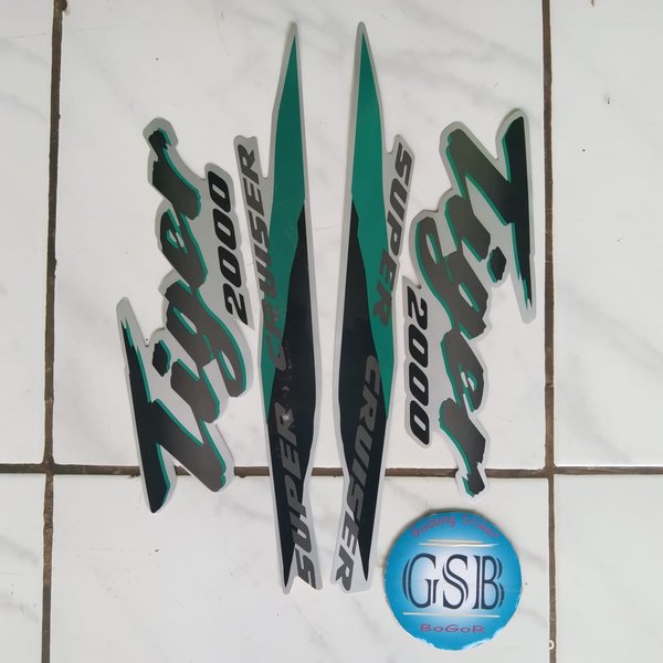 stiker striping motor honda tiger 2000 silver