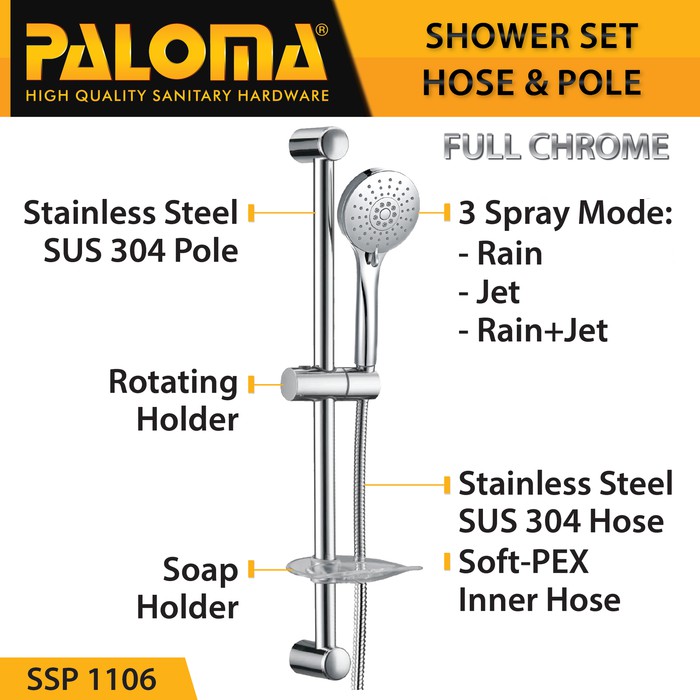 SSP 1106 PALOMA SLIDING RAIL SHOWER SET PALOMA ABS