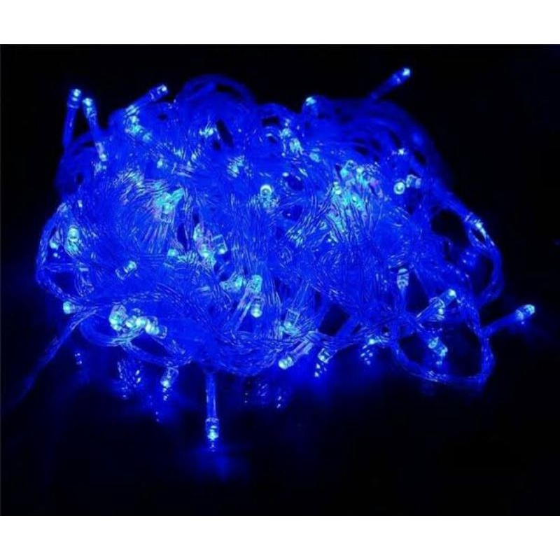 Lampu Tumblr Rainbow 10 meter / Lampu Hias Kamar 10 m / Lampu Natal Hias Pelangi Lampu Kawat Boba 1 Meter-Biru 10 meter