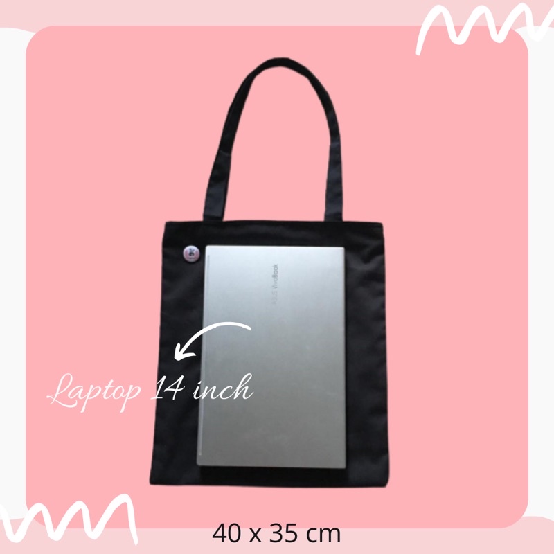 Totebag Black Edition Tas Kuliah Ukuran 35×40 cm