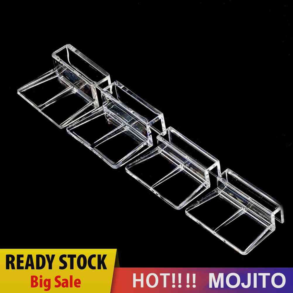 4pcs Klip Bracket Holder Tutup Akuarium Bahan Akrilik Ukuran 6 / 8 / 10 / 12mm