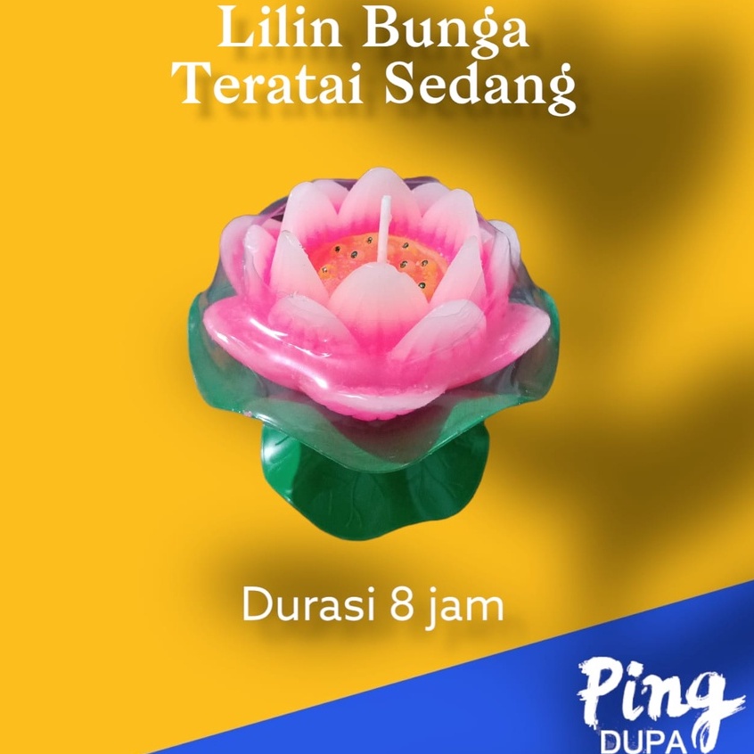 Lilin Lotus Ukuran Sedang Bunga Teratai Nyala 8 Jam