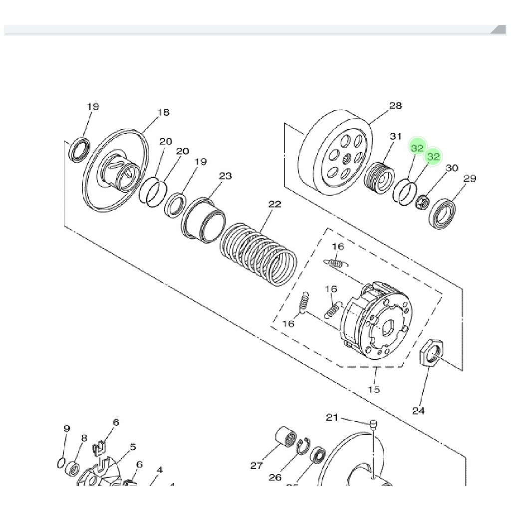 KARET ORING O RING SPACER UJUNG AS PULY PULI  CVT XEON RC GT AEROX 125 ORIGINAL YGP 93210-28803