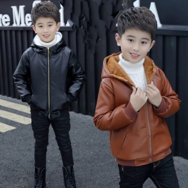 jaket anak/jaket kulit anak/jaket anak kulit hoodie