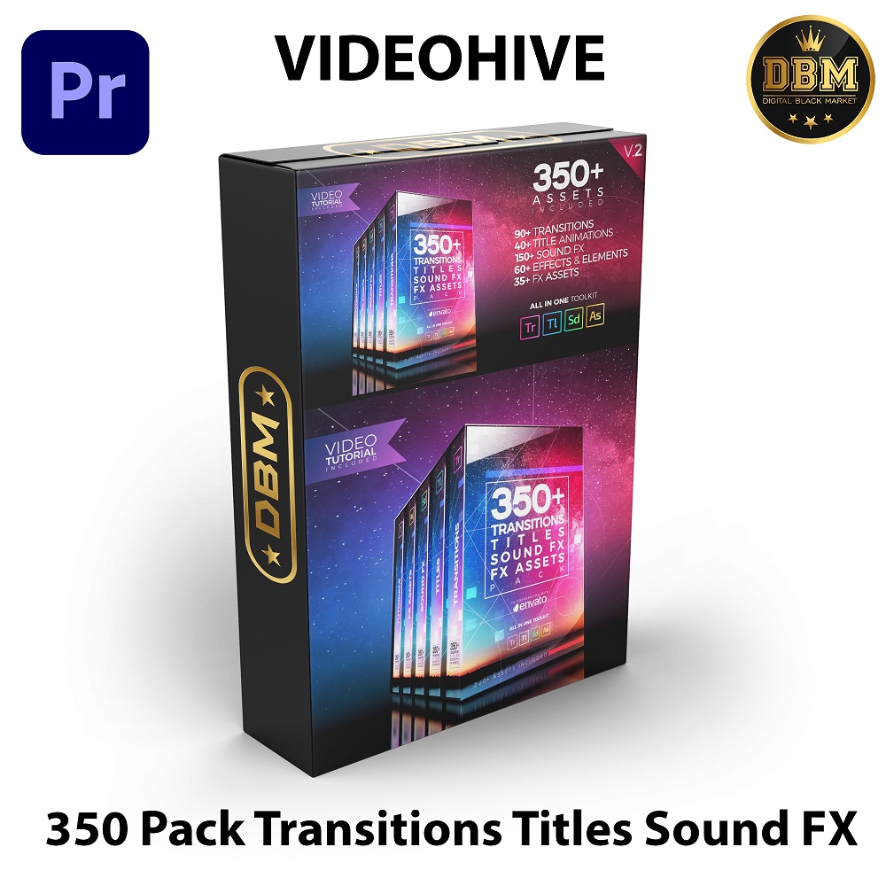 350 Pack Transitions Titles Sound FX - Premiere Pro Project Files