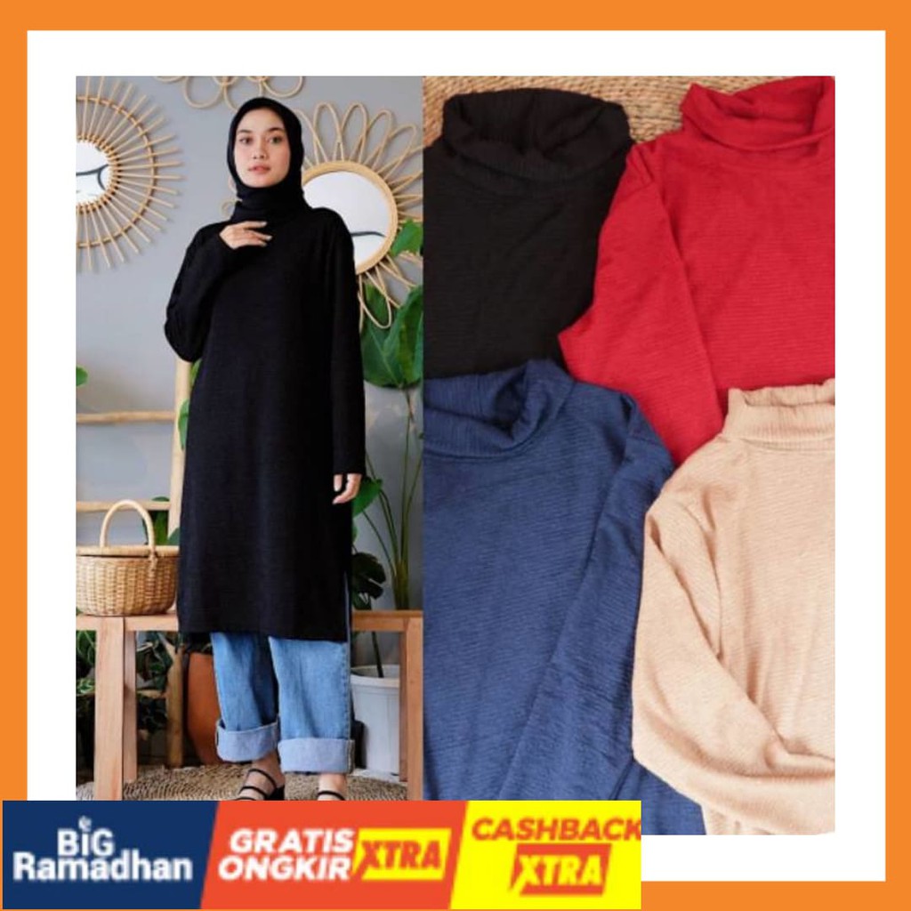 RAJUT RAPI BIG UKURAN ALLSIZE JUMBO LD 110 BESAR MURAH / VANDA TURTLENECK LONG TUNIK