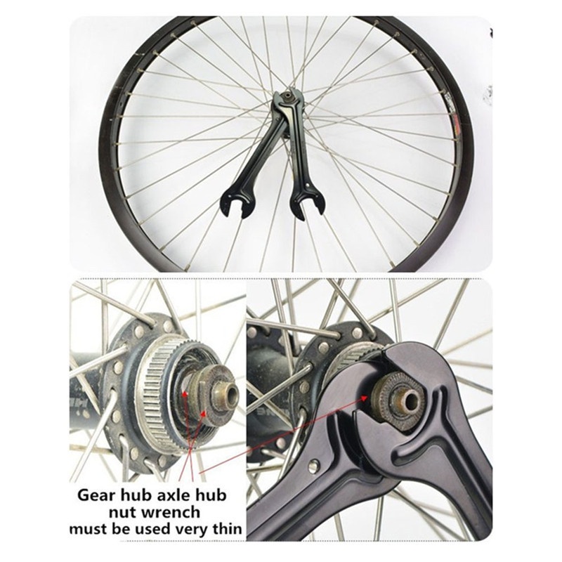 {LUCKID}13/15mm + 14/16mm Cycle Bike Bicycle Steel Bike Cycle Head Open End Axle Hub Cone Wrench Spanner Bicycle Repair Tool