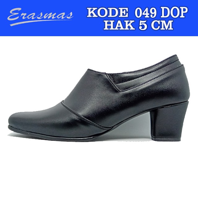 Sepatu PDL Sus Resleting 049 Erasmas ANKLE BOOT Polwan Kowad DISHUB SATPOL PP Hak 5 CM Hitam