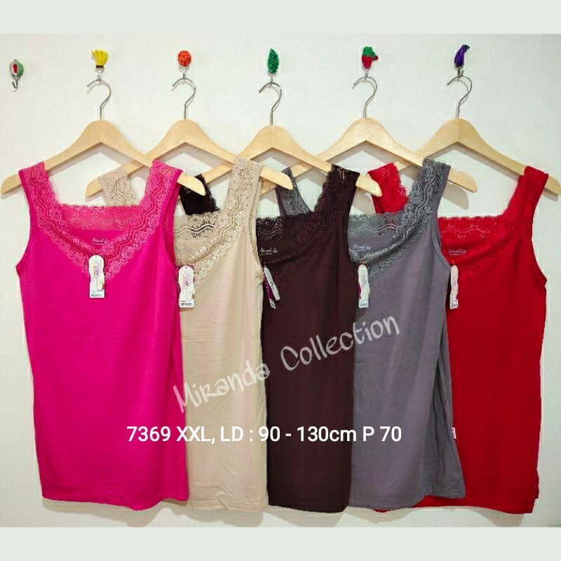 Thank Top Wanita Renda V Adem Kualitas bagus Kamisol Miranda 7369 size L - XXL Good Quality Tengtop Camisole-XXL