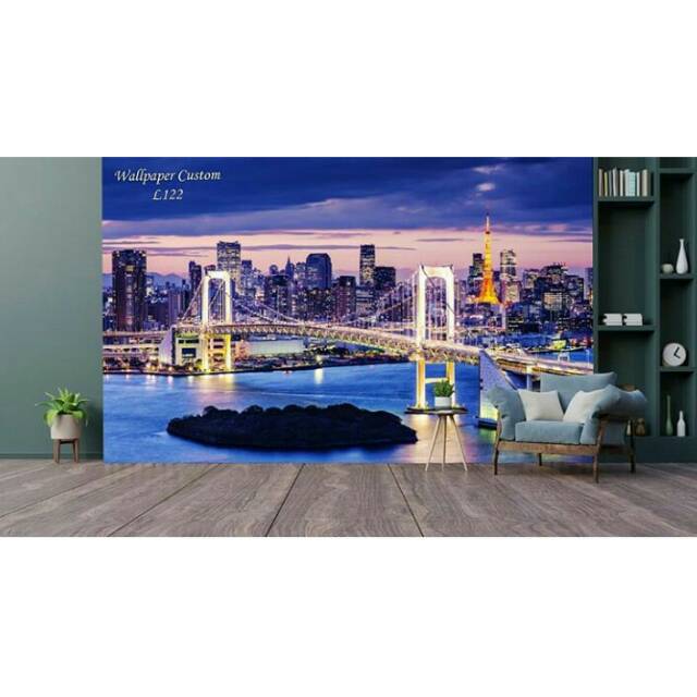 WALLPAPER DINDING 3D TEMA JEMBATAN DIKOTA harga grosir termurah