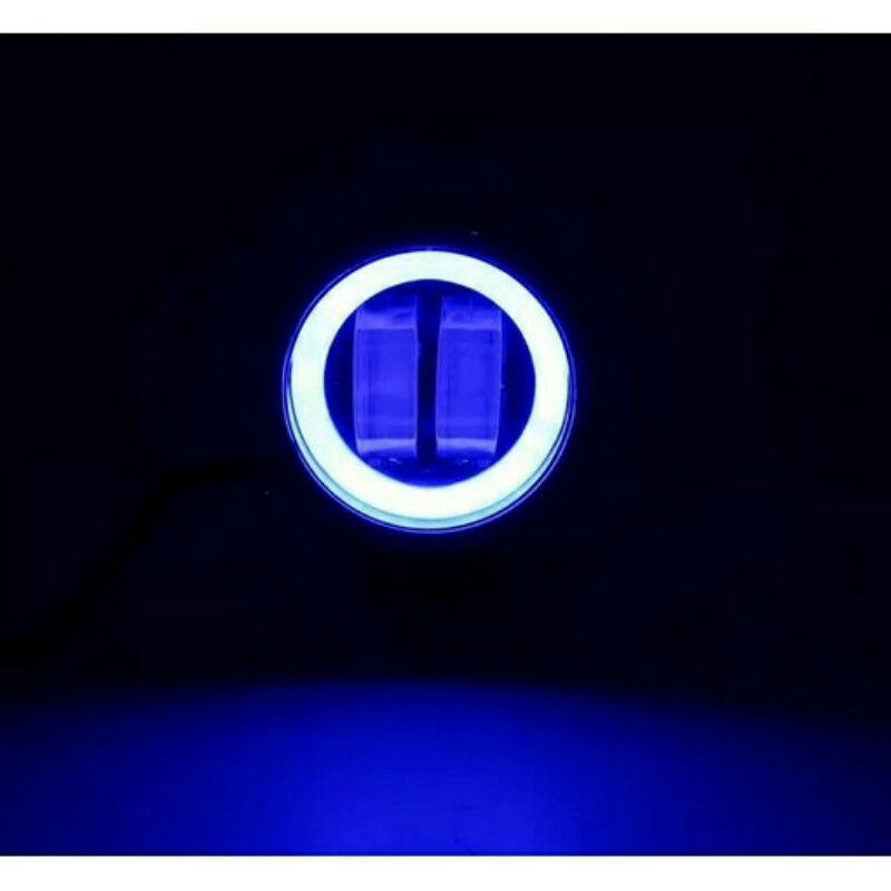 Lampu daymaker bulat 2 lensa ring biru/ring putih