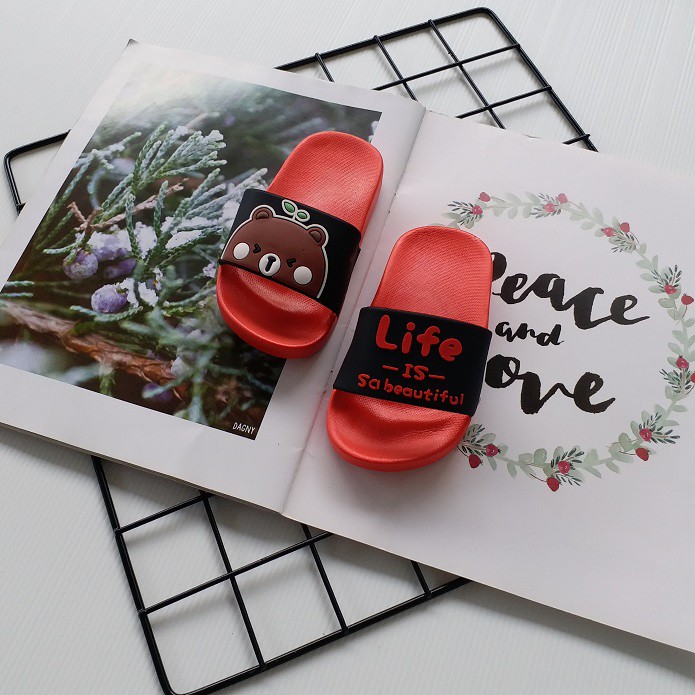 HappyOliver SANDAL LIFE BEAR Sandal selop karet lucu anak, Sandal anak unicorn lucu