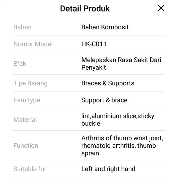 wrist splint dengan thumb splint two in one stabilizer penopang brace