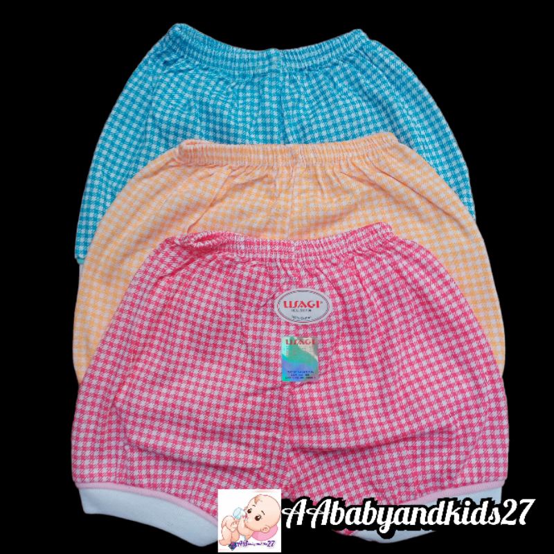 Usagi 3PC/6PC Celana Bayi Model Segi Motif Kotak Kotak Usia 3-12Bulan SNI HIGHT QUALITY