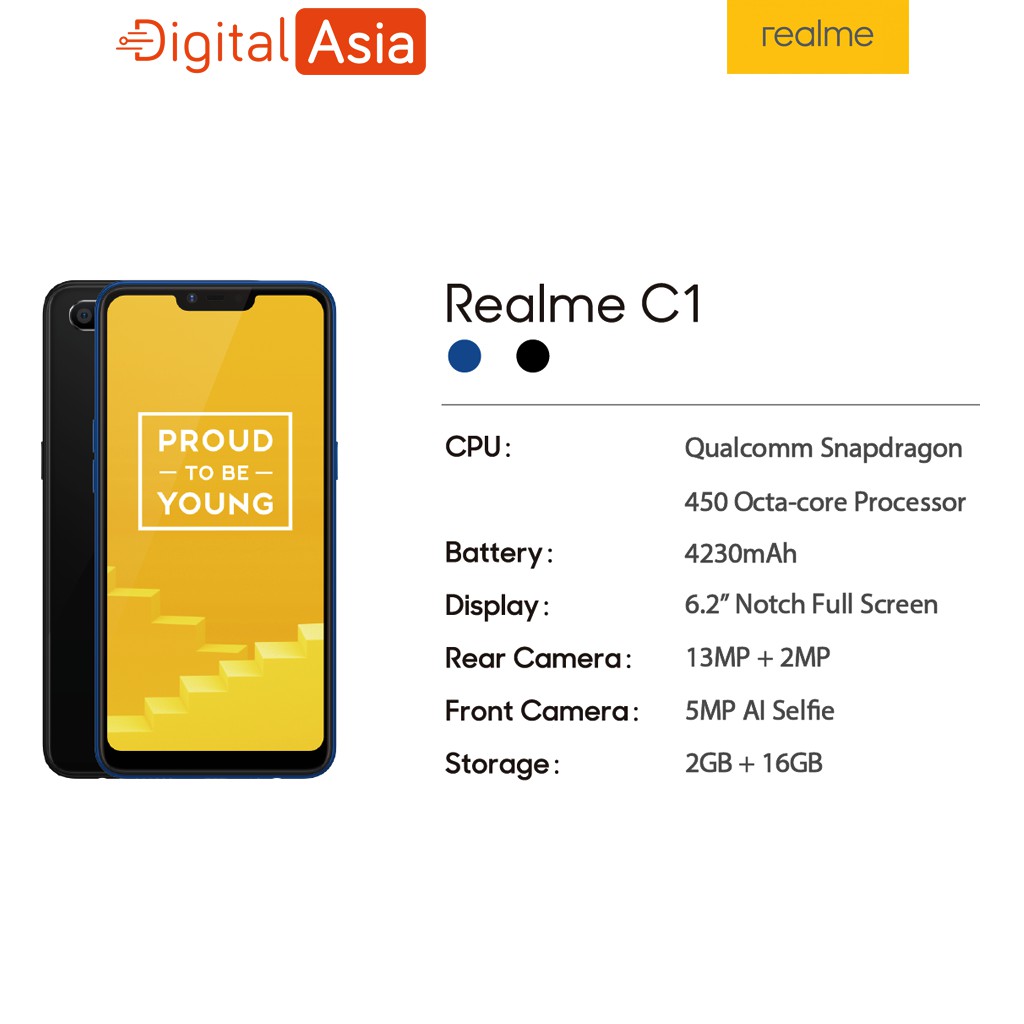 REALME C1 RAM 2GB ROM 16 GB CICILAN TANPA KARTU KREDIT