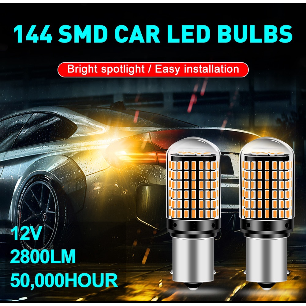 (satu set 2 pcs untuk dijual )Led Sein Sen Mundur Mobil 144 Titik Mata SMD 12-24V 1156 BA15S bau15s 1157 bay15d 7440 t20 led Mobil Motor Bayonet Kaca