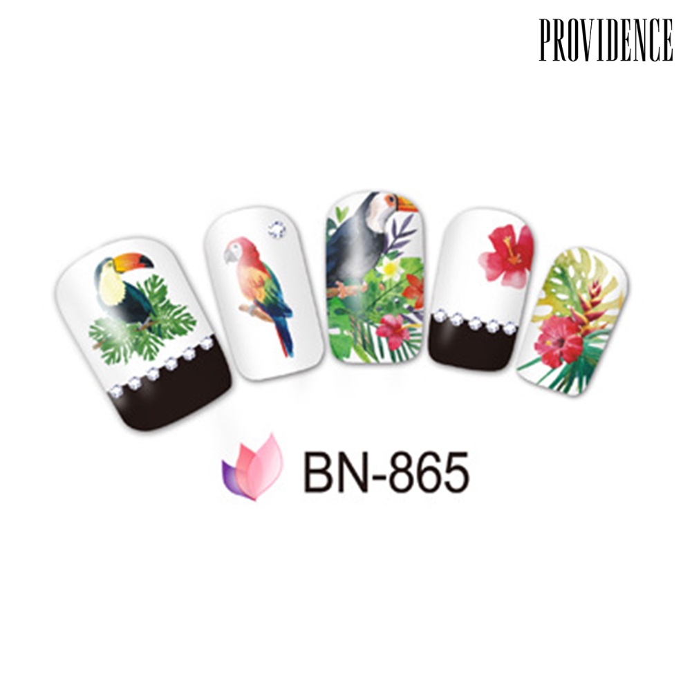 Providence Stiker Decal Transfer Air Motif Bungadaunflamingo Untuk Dekorasi Nail Artmanicure Diy