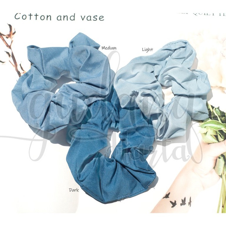 Scrunchie Warna Jeans Denim Ikat Rambut Karet Hijab Cepol Besar Hairband GH 200302